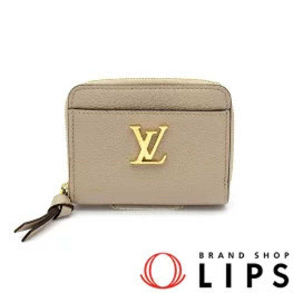 Louis Vuitton Zippy Wallet Coin Purse Lockme Calf Leather Greige Gray